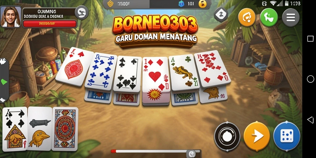Screenshot game BORNEO303 menampilkan gameplay domino yang menarik.
