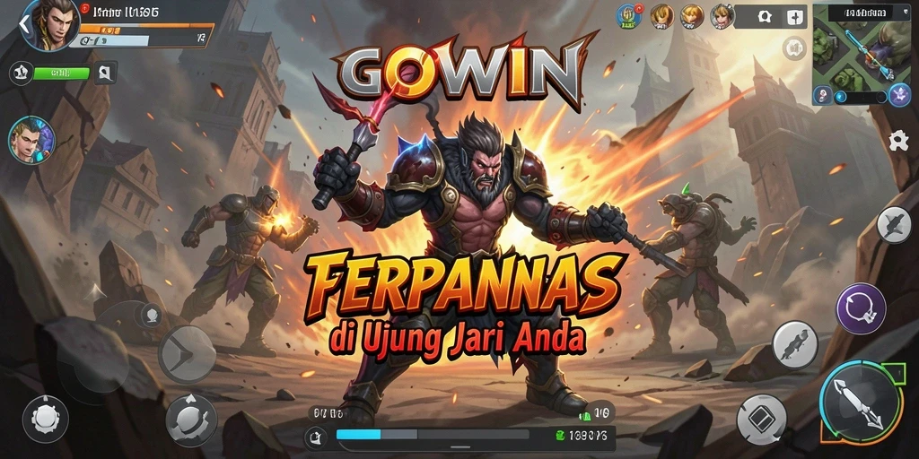 Screenshot gameplay GOWIN menampilkan pertarungan mendebarkan antara karakter.