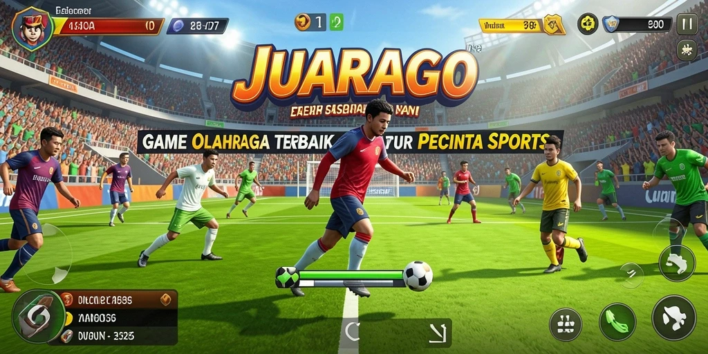 Screenshot utama JUARAGO menampilkan gameplay seru dalam berbagai cabang olahraga.