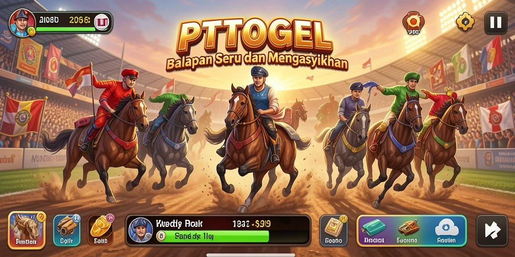 Tangkapan layar PTTOGEL menampilkan aksi balapan mendebarkan.