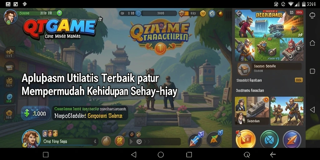 Tampilan antarmuka QTGAME dengan berbagai fitur yang mudah diakses.