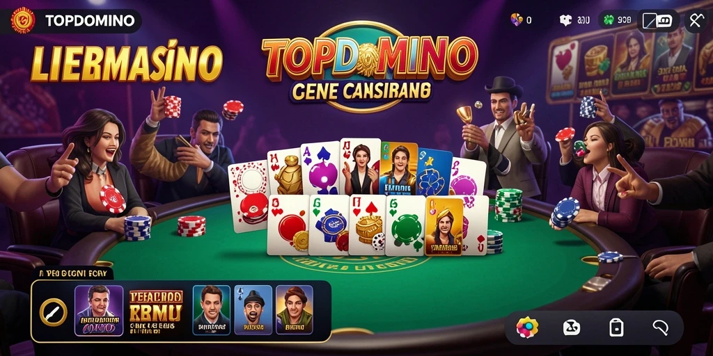 Tangkapan layar gameplay TOPDOMINO menampilkan dealer profesional dan suasana permainan yang mendebarkan.